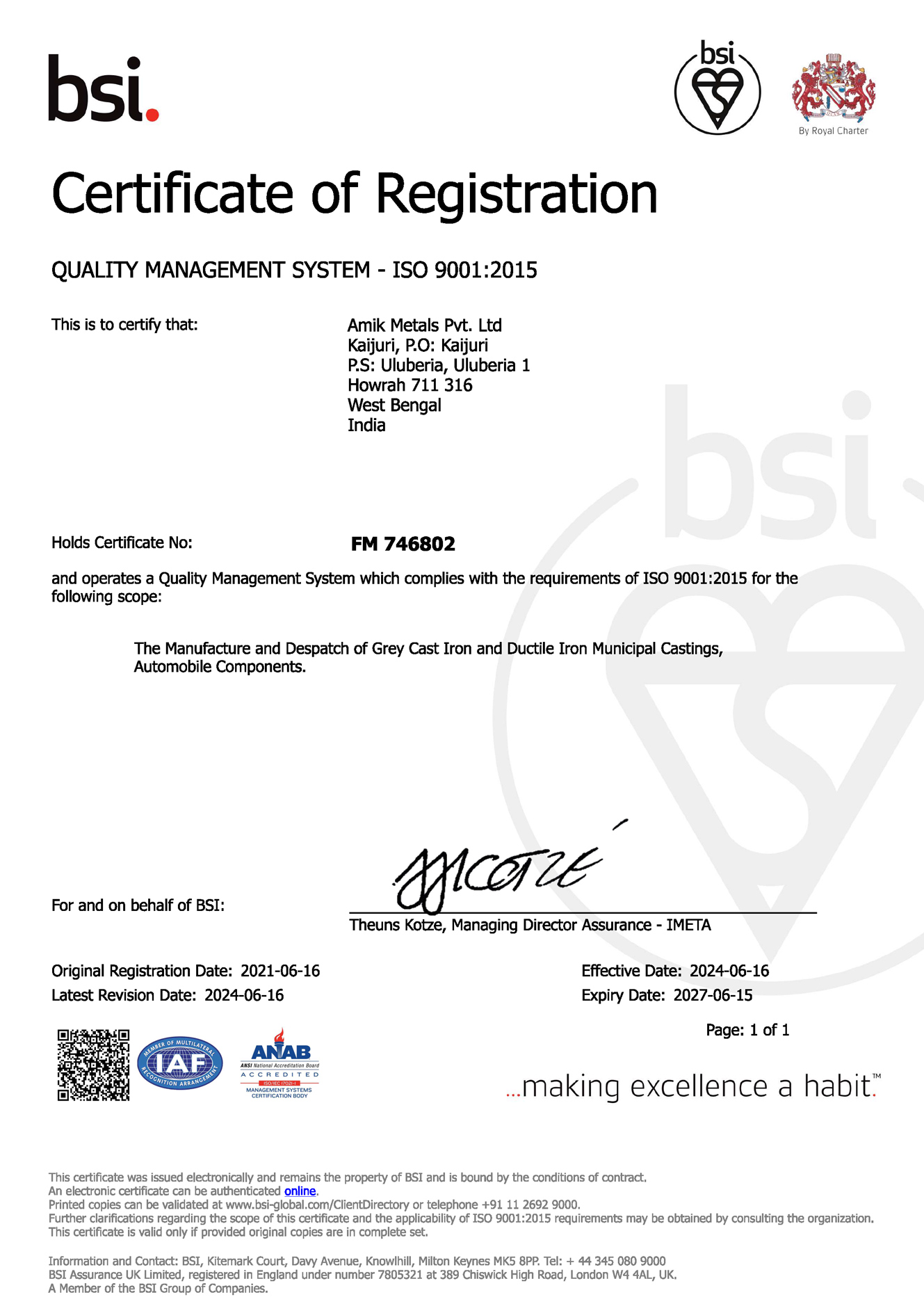 Certifications