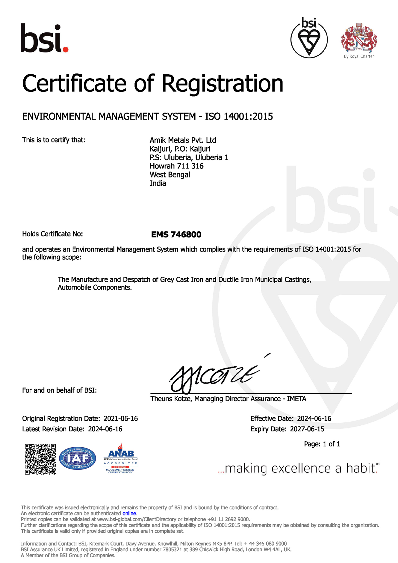 Certifications