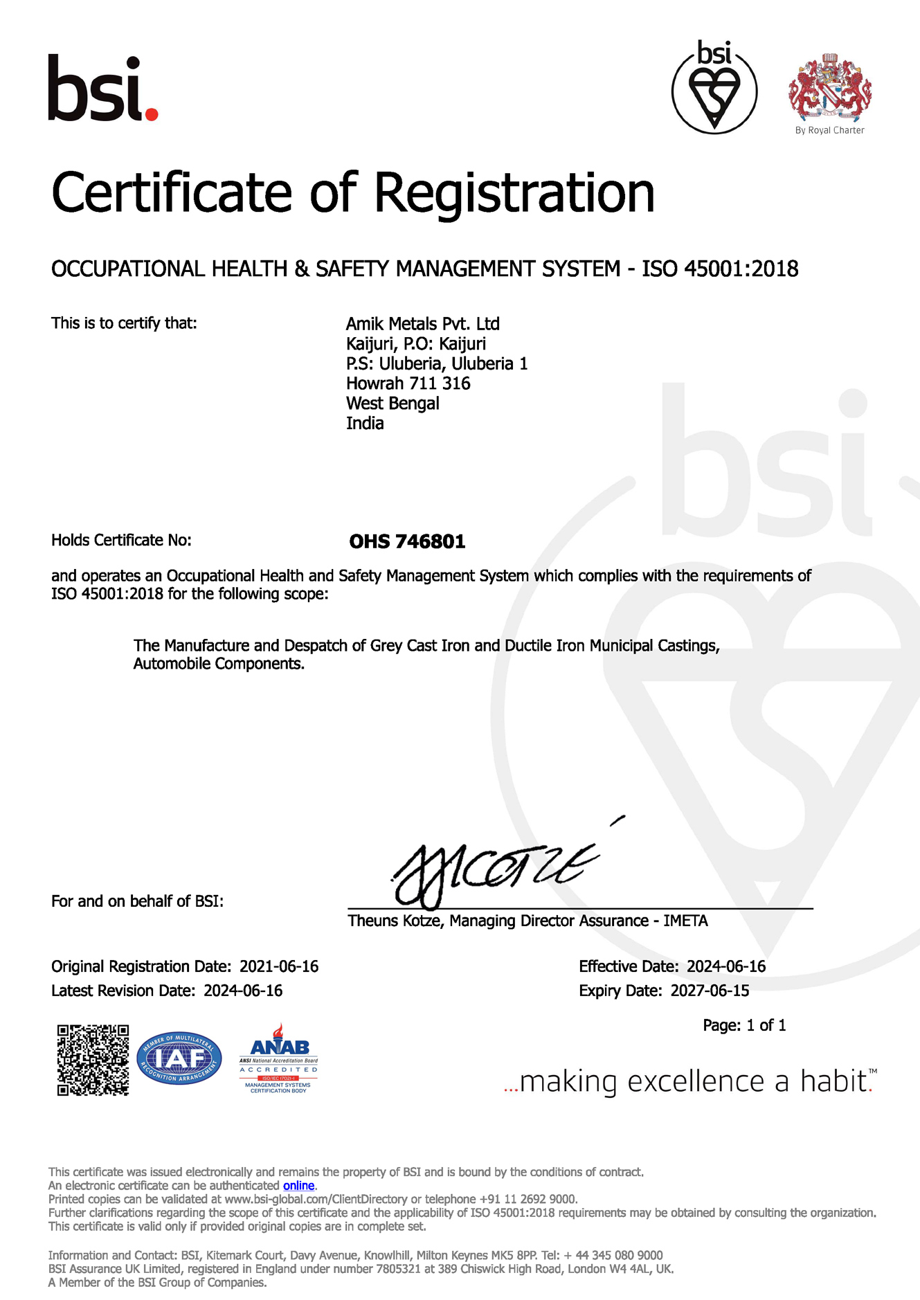 Certifications